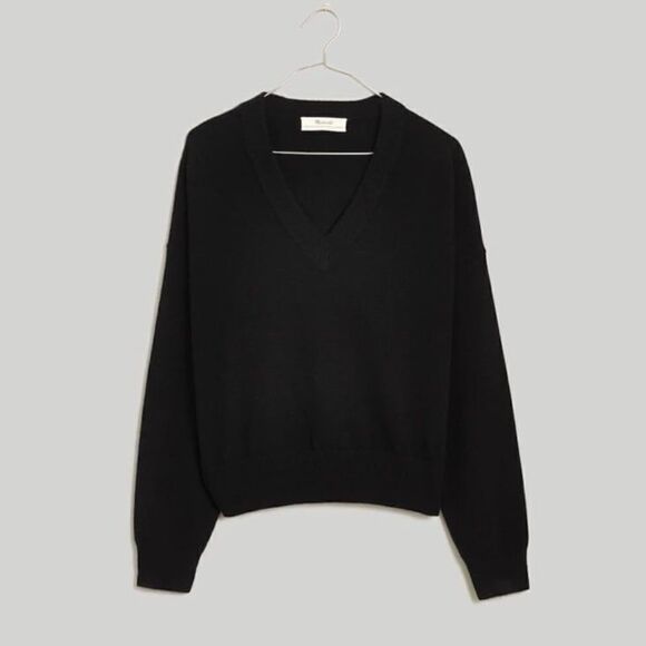 Madewell (Re)sponsible Cashmere V-Neck Sweater in Black Size XS - Picture 3 of 6